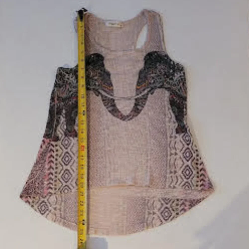 Ginger G knit high low racerback boho elephant tank top - Size Small - Picture 3 of 7